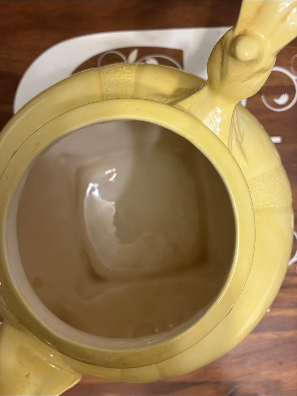 LOMA Yellow Ceramic Teapot Decorative Home Art Mud Century missing top